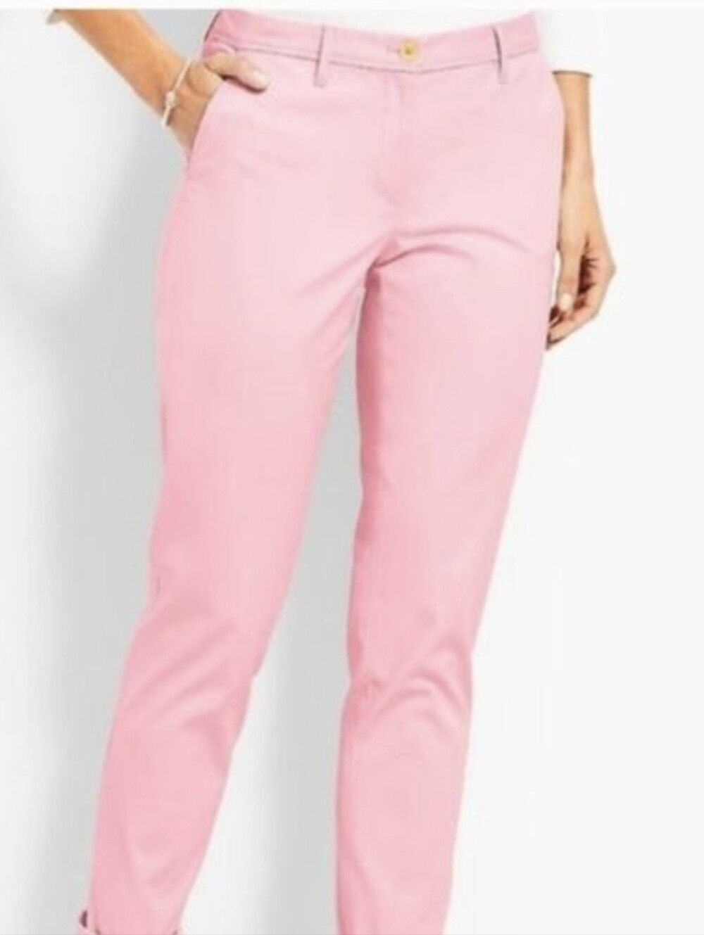 TALBOTS supersoft Relaxed Chino Pant 8 Classic Preppy Slacks Pastel Pink Cotton